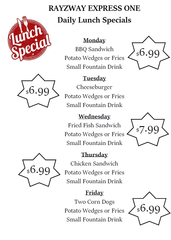 Rayzway Express 1 Daily Lunch Specials